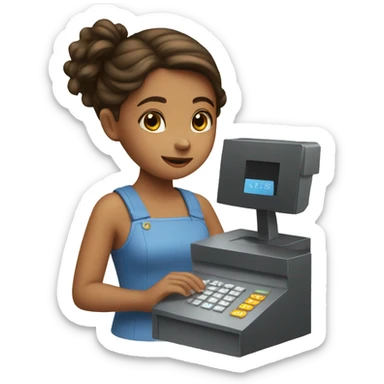 girl paying at the cash register sticker