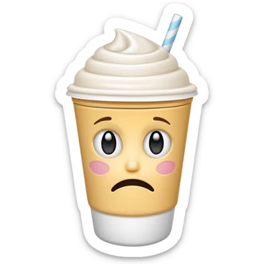 empty milkshake cup with a face and sad sticker