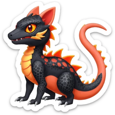 Magmatic furry spotted Salandit-Noibat-Litten-Hybrid (Full body) sticker
