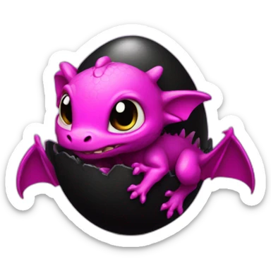 black and magenta baby dragon in egg sticker