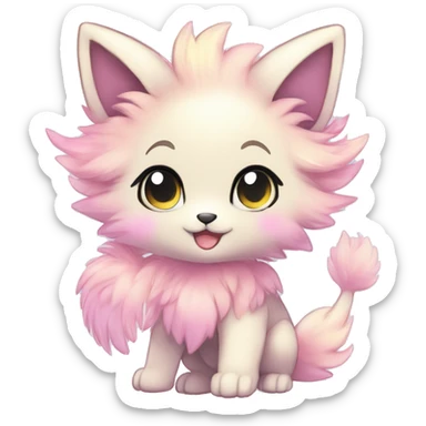 Shiny Sparkly Colorful Pastel Fluffy beautiful fantasy Kawaii Ethereal Anthro Sona Fakemon-animal Full Body sticker