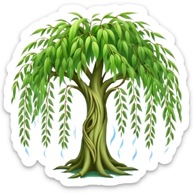 A weeping willow tree with fairies flying all around it sticker