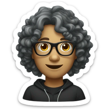 Portuguese man with glasses, wavy hair, wearing a black hoodie sticker