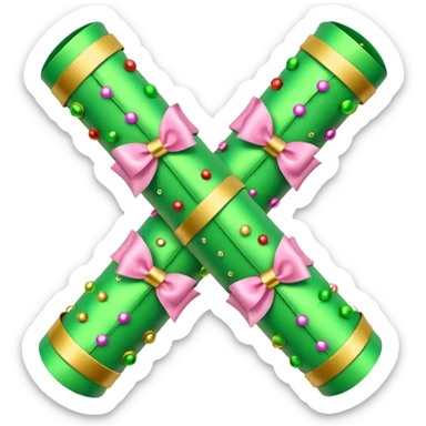 light green and light pink christmas crackers sticker