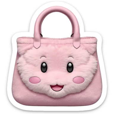 Aesthetic pink plush tote bag sticker