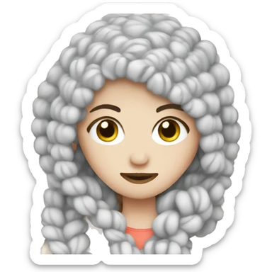 White Girl face crocheting sticker