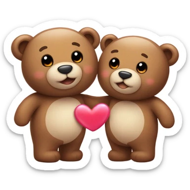 two cute teddy bears in love sticker