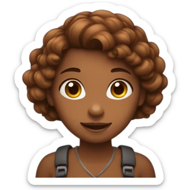 girl brown hear with phone sticker