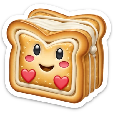 Toaster strudel with hearts sticker