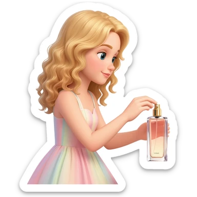 haz una chica rubia aplicandose perfume sticker