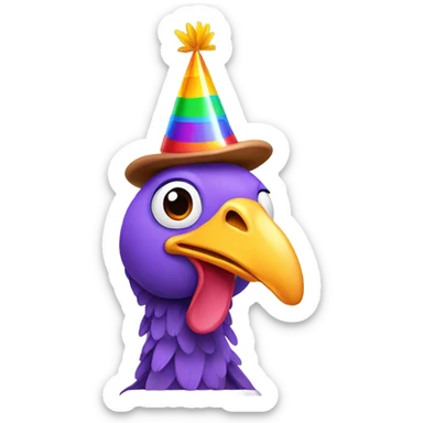 turkey with a birthday hat sticker