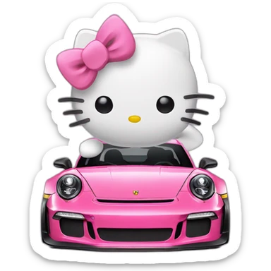 Hello kitty with porsche 911 gt3rs sticker