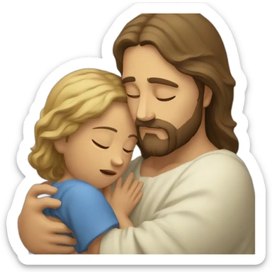 jesus christ consoling a crying child sticker