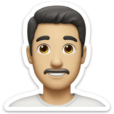 a white guy with a tidy dark hair black eyes rounded face sticker