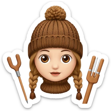 Knitted hat with knitting needles sticker