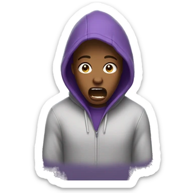 Brown person wearing a hoodie purple screaming sticker