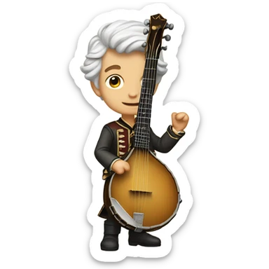 Wolfgang Mozart chibi standing young 5-string banjo sticker