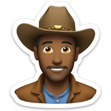 Man who has cowboy hat and ride horse sticker