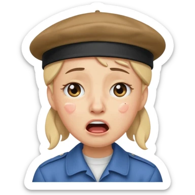 loudly crying face with beret sticker