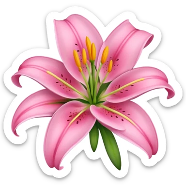 Lilies flower pink like emoji in keyboard sticker