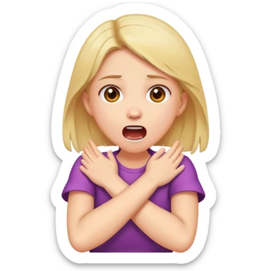 Girl crossed arms around neck screaming  sticker