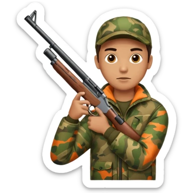 Male Hunter shooting a shotgun sticker