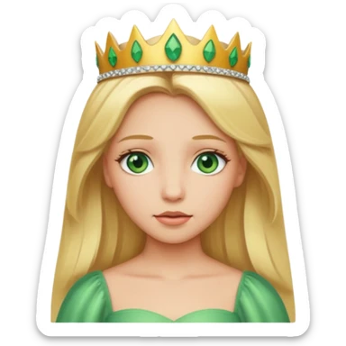Princess with blonde hair and green eyes saying “save me” sticker