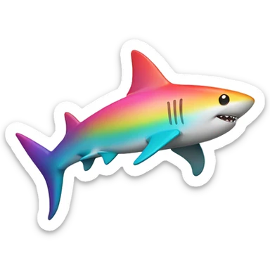 rainbow color shark sticker