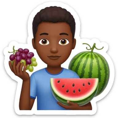 Black person holding watermelon and grapes sticker