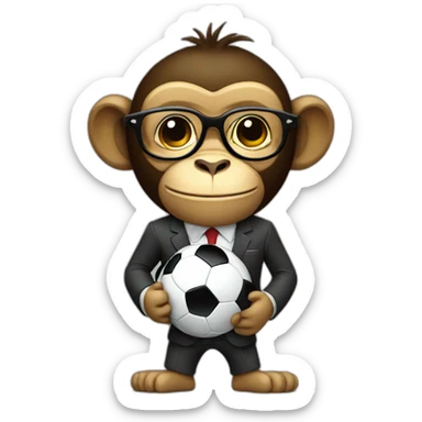 monkey with glasses and beard and suit holding a soccer ball sticker