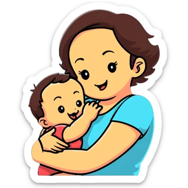 cute baby biting his mother's arm sticker