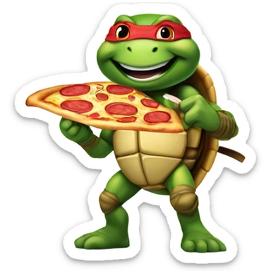 Ninja turtle eating pizza  sticker