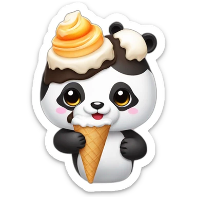 Panda eating ice cream and is orange sticker
