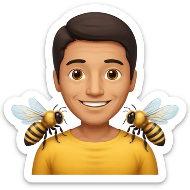 cabeza de señor mexicano, viejo, agregale un cuerpo de abeja, el pelo del señor hazlo oscuro sticker