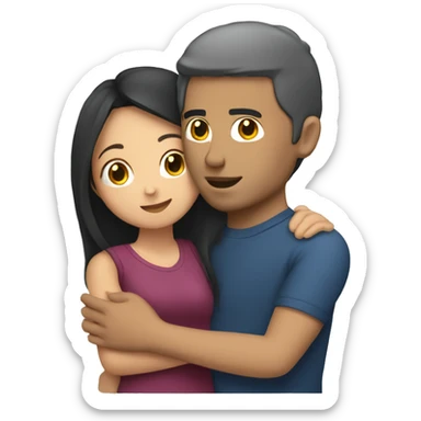 asian girl hugging lebanese man  sticker