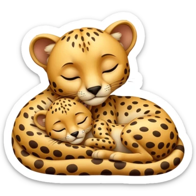 Isolated, detaile illustration of the most incredibly adorable sleeping  baby cheetah with his mother
figurine imaginable, toy style. sticker