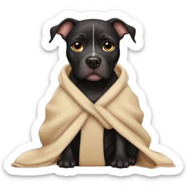 Black pitbull with brown eyes wearing robe sticker