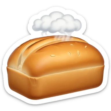 loaf of bread with steam rising, simple and bright sticker