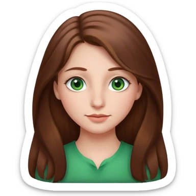 Vull una noia amb els cabells marró per les espatlles i ulls verds amb el nas mes gros i el cabell llarg sticker