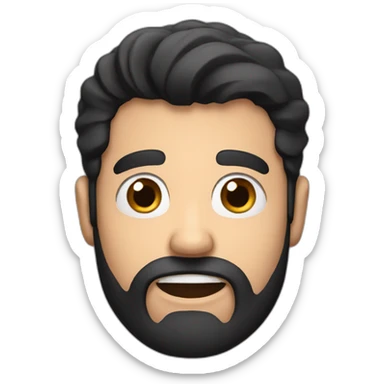 Bearded man with black hair surprised sticker