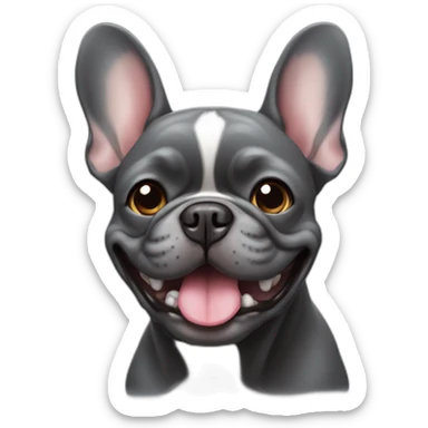 Dark Grey French bulldog smiling face sticker