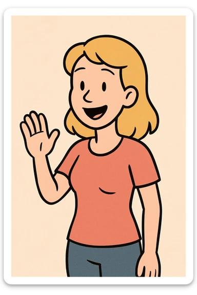 faceless young woman, cheerful and welcoming, smooth silhouette, minimalistic style, simple flat toon illustration sticker