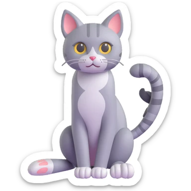 Create the gray cat's leg with paw in 3D style, matching the previous gray IT cat, isolated with no background. sticker
