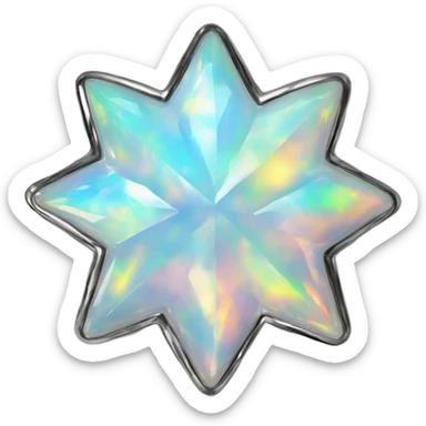 silver star chrome opal four point sticker