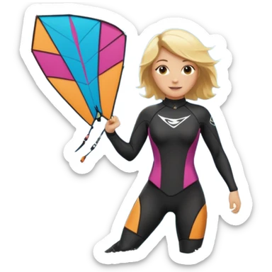 Kitesurfing blond ladie showing kite sticker