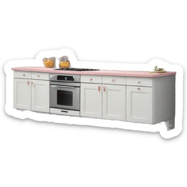 Realistic white and rose silver hanging kitchen cabinets  sticker