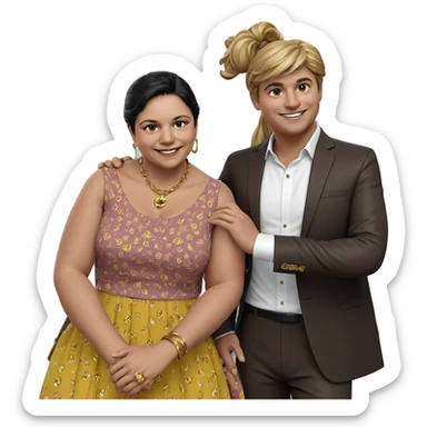 smiling couple in stylish attire sticker