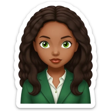 Logan Browning with dark brown long hair, green eyes sticker