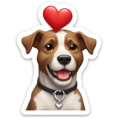 Perro negro con un corazón partido en el pecho sticker
