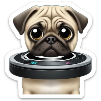 A Dj pug playing on his turntables sticker